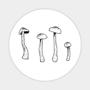 Simple Mushroom Sketch Pen And Ink Artwork Minimal Psychedelic Nature Magnet